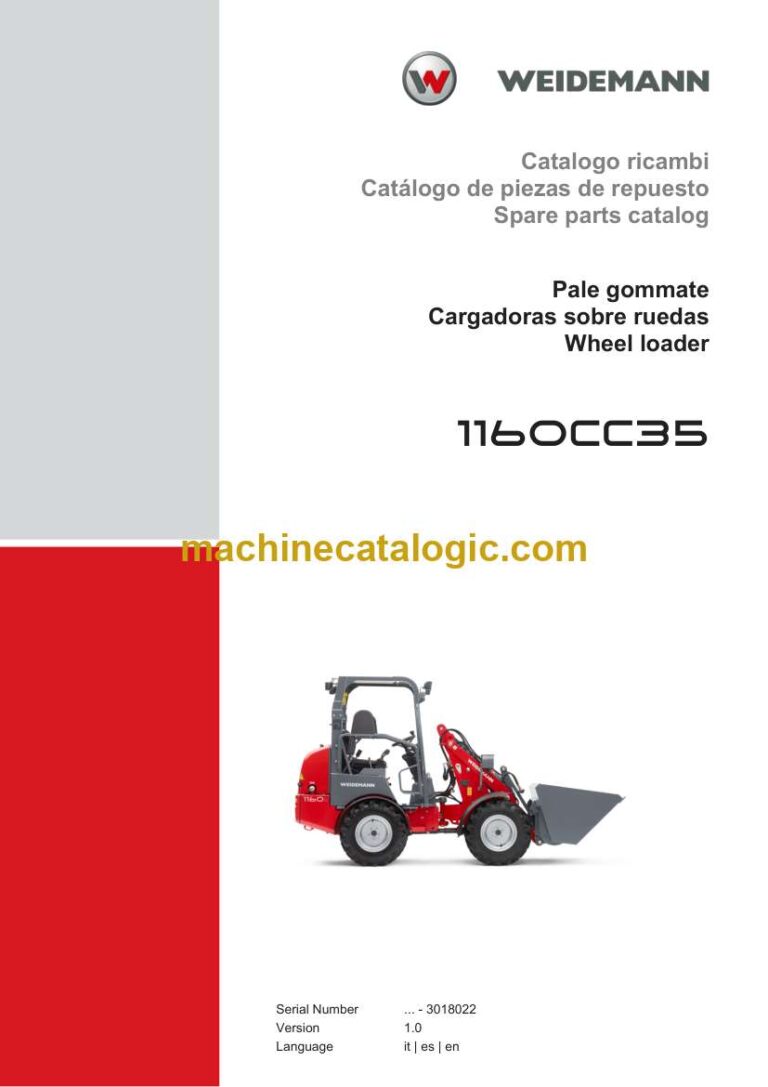 Weidemann 1160CC35 Wheel Loader Spare Parts Catalog