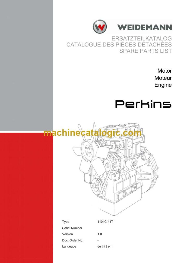 Weidemann Perkins 1104C-44T Engine Spare Parts Catalog