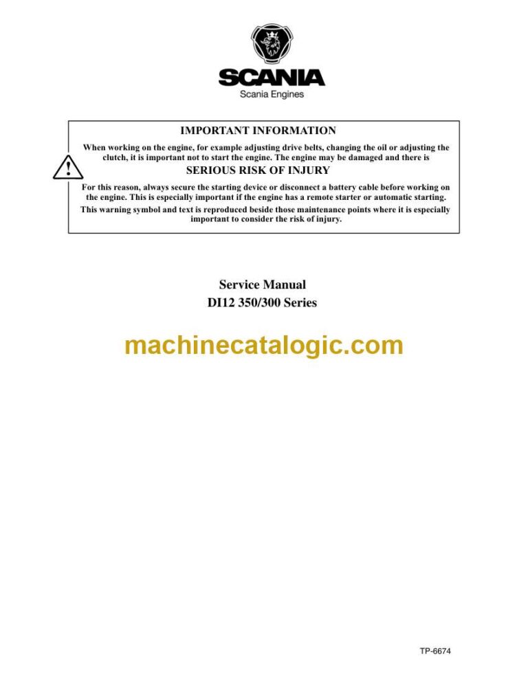 Scania DI12 350/300 Series Engine Service Manual (TP6674)
