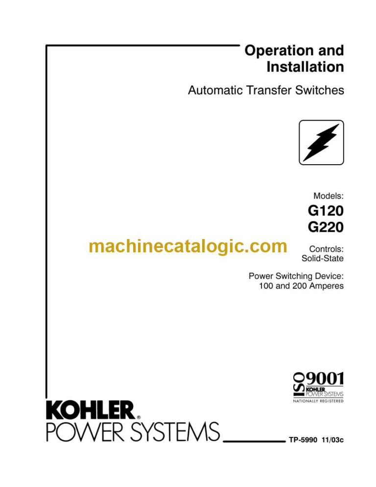 Kohler G120, G220 Automatic Transfer Switches Operation and Installation Manual (tp5990)