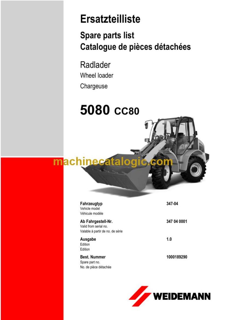 Weidemann 5080 CC80 Radlader Parts Catalog