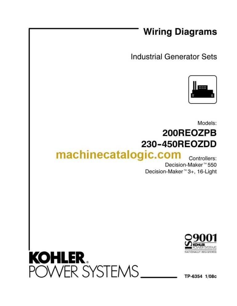 Kohler 200REOZPB, 230-450REOZDD Industrial Generator Sets Wiring Diagrams (tp6354)
