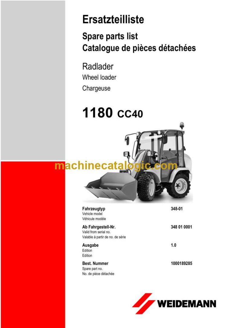 Weidemann 1180 CC40 Radlader Parts Catalog