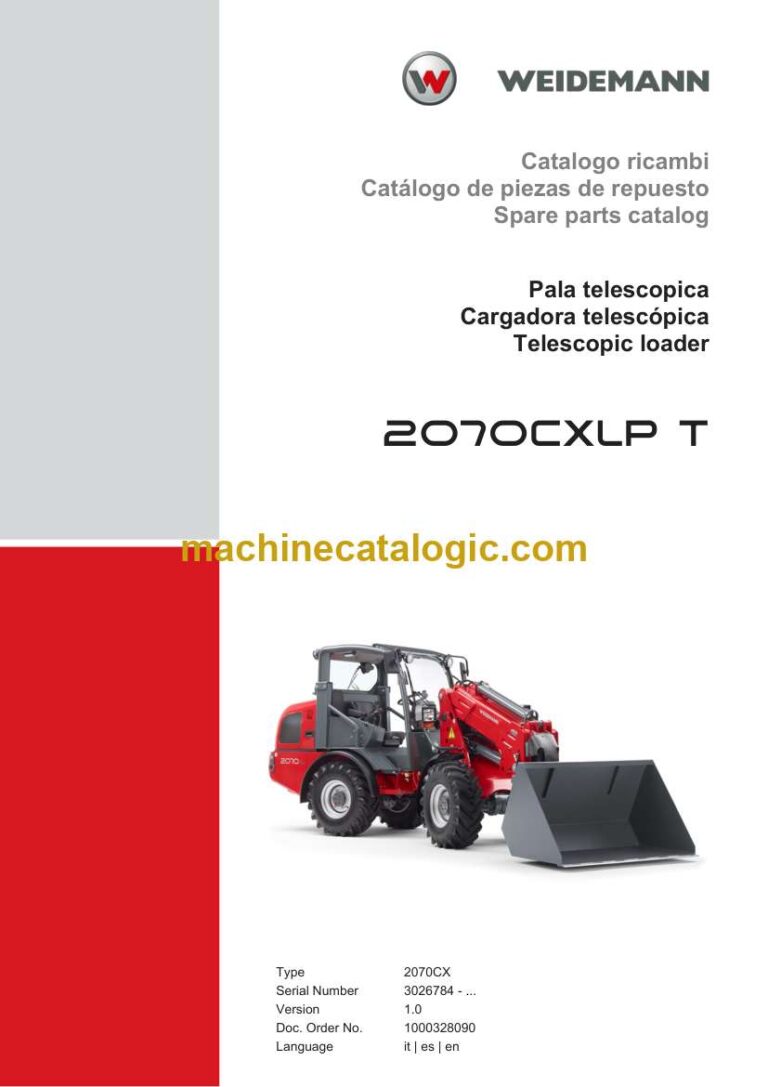 Weidemann 2070CXLP T Telescopic Loader Spare Parts Catalog