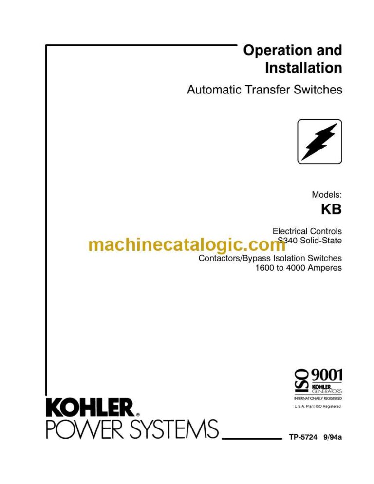 Kohler KB Automatic Transfer Switches Operation and Installation Manual (tp5724)