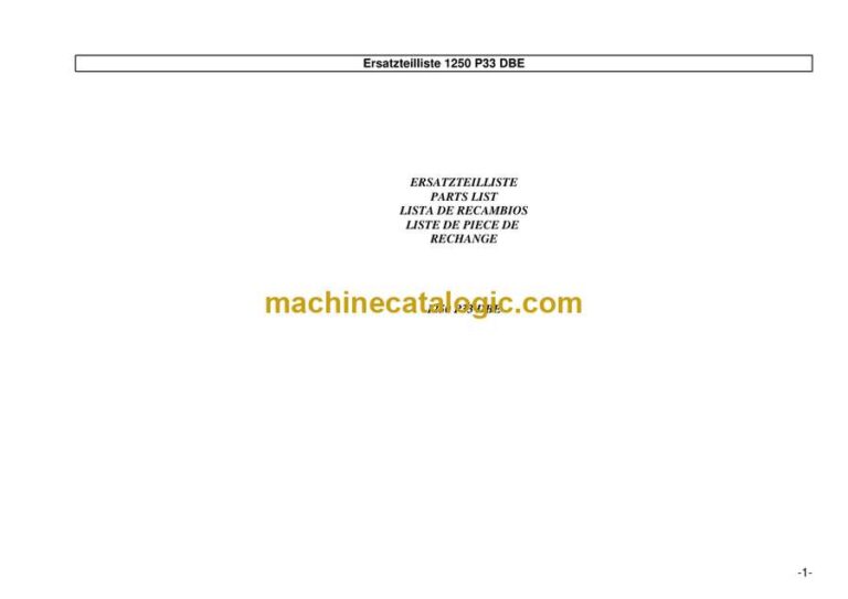 Weidemann 1250 P33 DBE Wheel Loader Parts Catalog