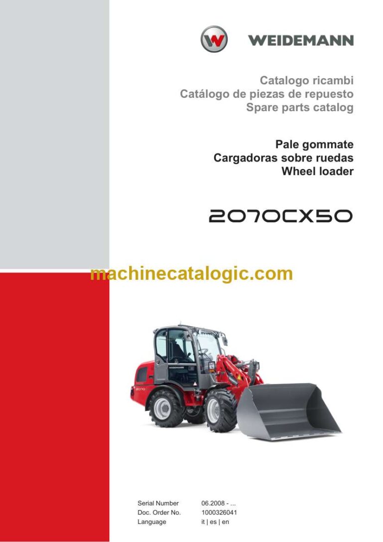 Weidemann 2070CX50 Wheel Loader Spare Parts Catalog