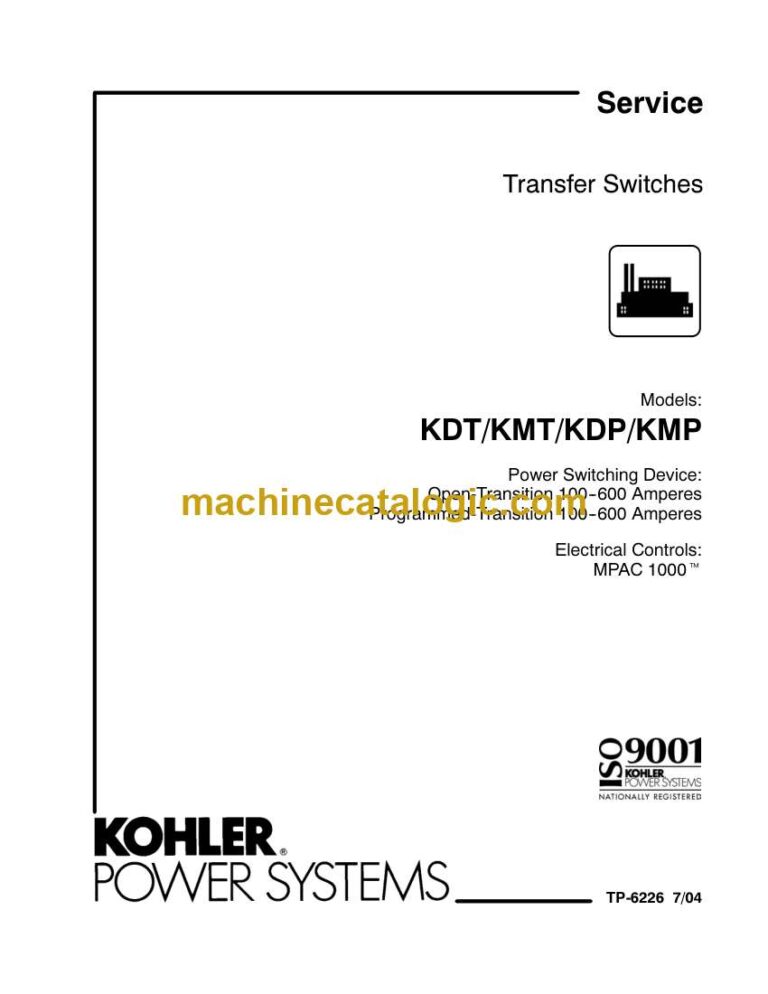 Kohler KDT, KMT, KDP, KMP Transfer Switches Service Manual (tp6226)