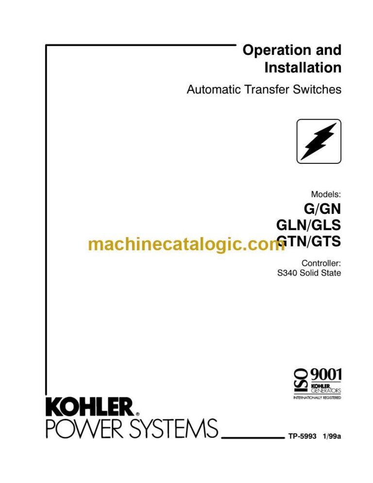Kohler G/GN, GLN/GLS, GTN/GTS Automatic Transfer Switches Operation and Installation Manual (tp5993)