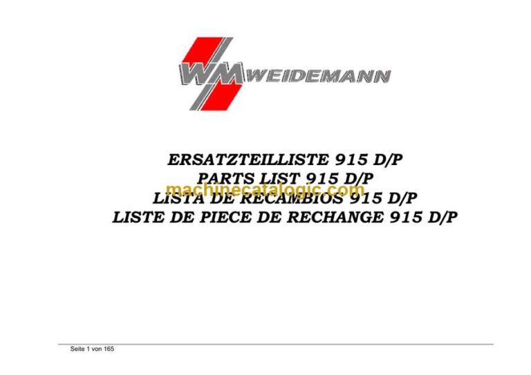 Weidemann 915 D/P Wheel Loader Parts Catalog
