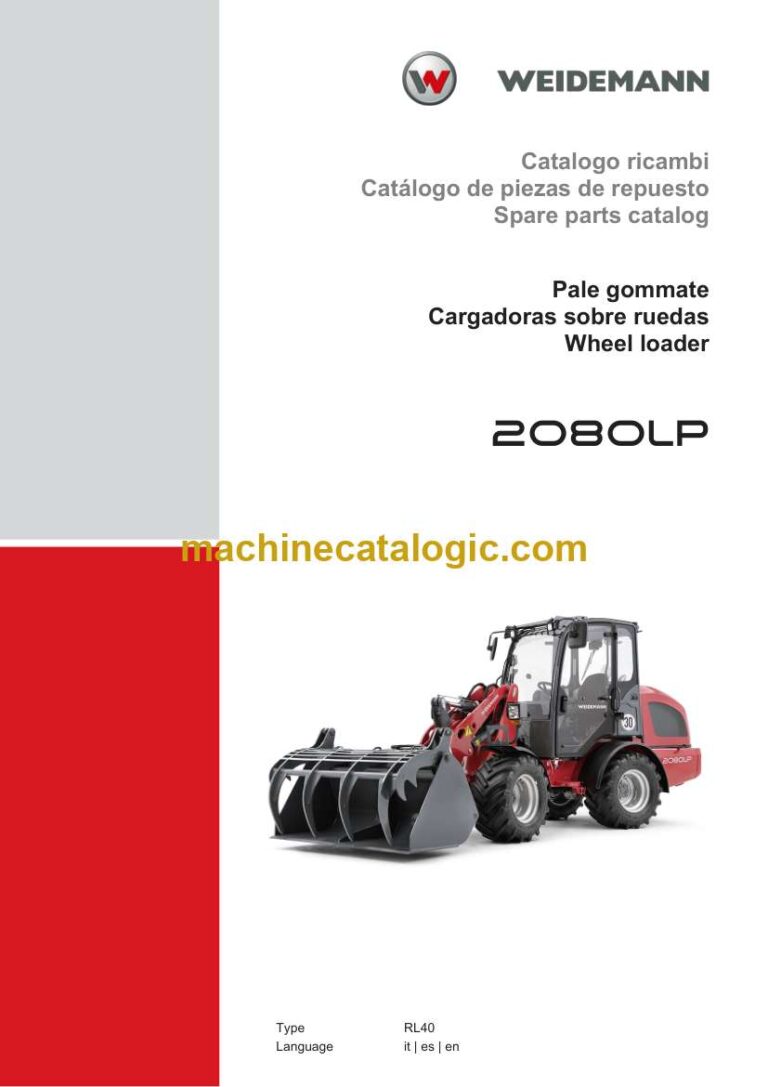 Weidemann 2080LP Wheel Loader Spare Parts Catalog