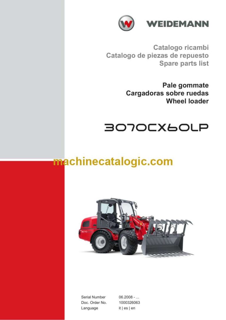 Weidemann 3070CX60LP Wheel Loader Spare Parts Catalog