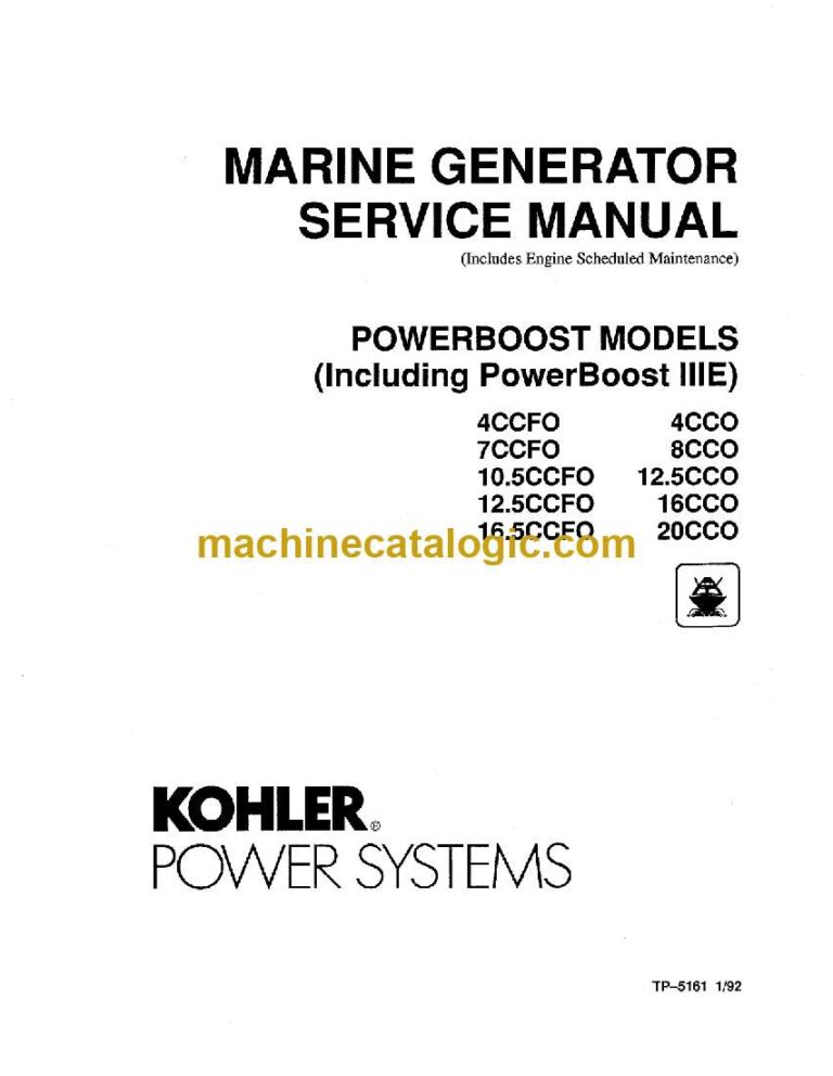 Kohler 4CCFO, 7CCFO, 10.5CCFO, 12.5CCFO, 16.5CCFO, 4CCO, 8CCO, 12.5CCO, 16CCO, 20CCO Marine Service Manual (tp5161)