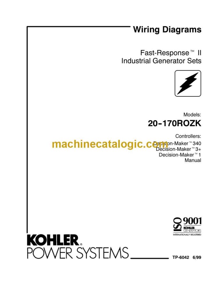Kohler 20-170ROZK Industrial Generator Sets Wiring Diagrams (tp6042)