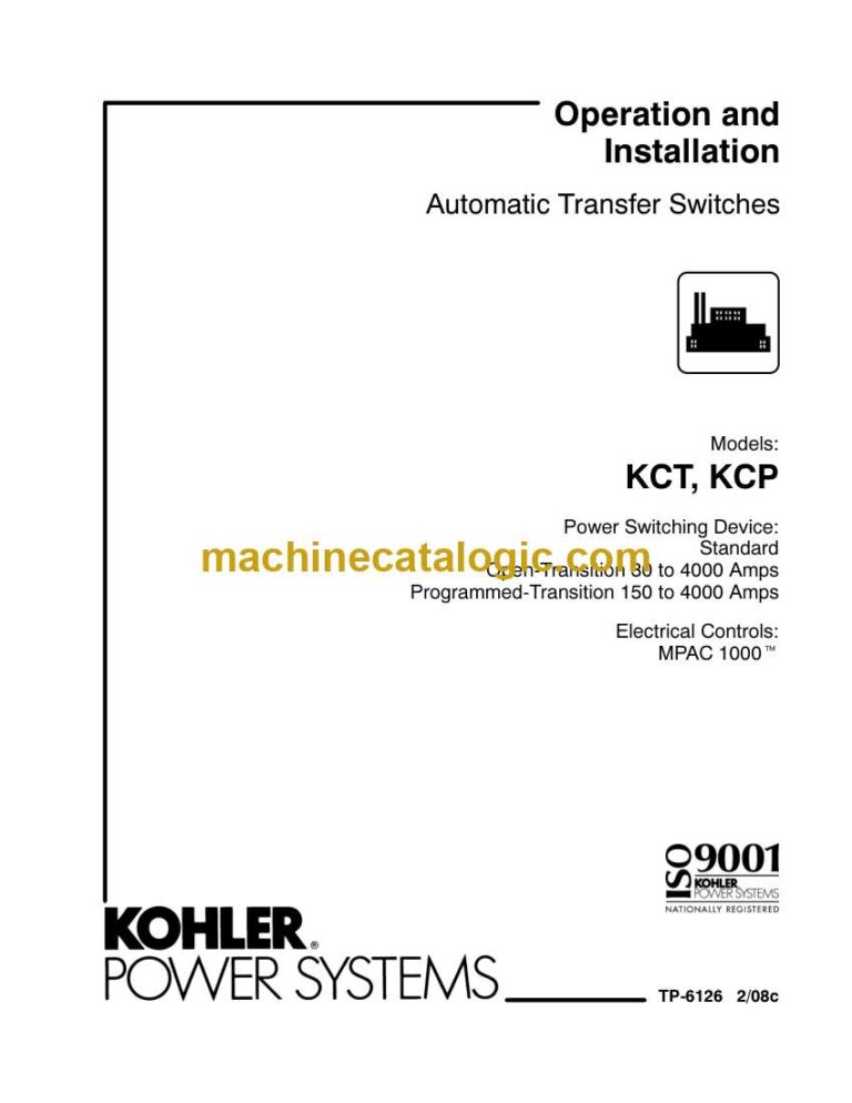 Kohler KCT, KCP Automatic Transfer Switches Operation and Installation Manual (tp6126)