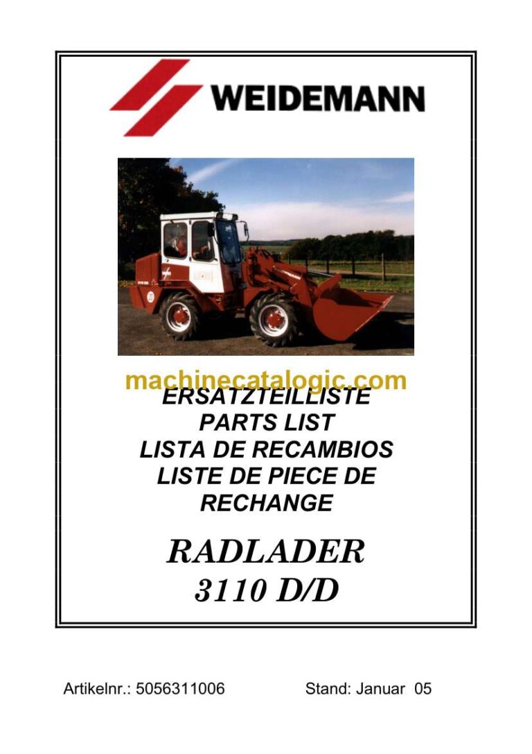 Weidemann 3110 D/D Radlader Parts Catalog