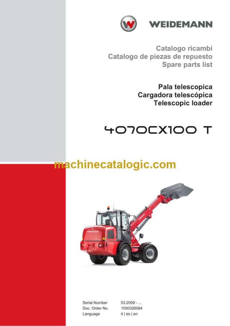 Weidemann 4070CX100 T Telescopic Loader Spare Parts Catalog