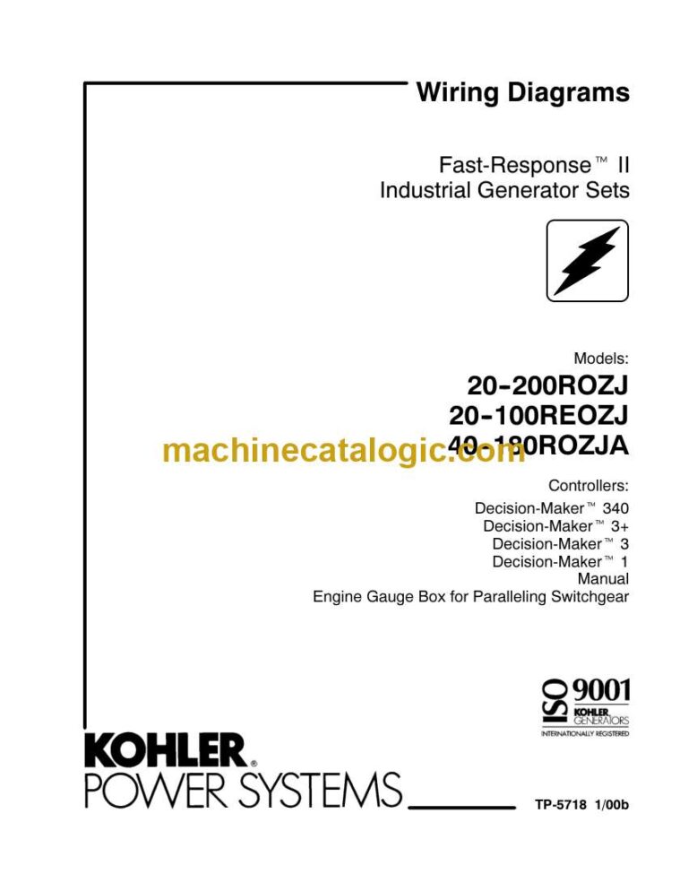 Kohler 20-200ROZJ, 20-100REOZJ, 40-180ROZJA Fast Response2 Industrial Generator Sets Wiring Diagrams (tp5718)