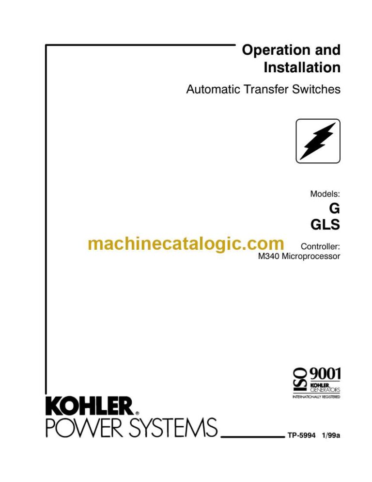 Kohler G, GLS Automatic Transfer Switches Operation and Installation Manual (tp5994)
