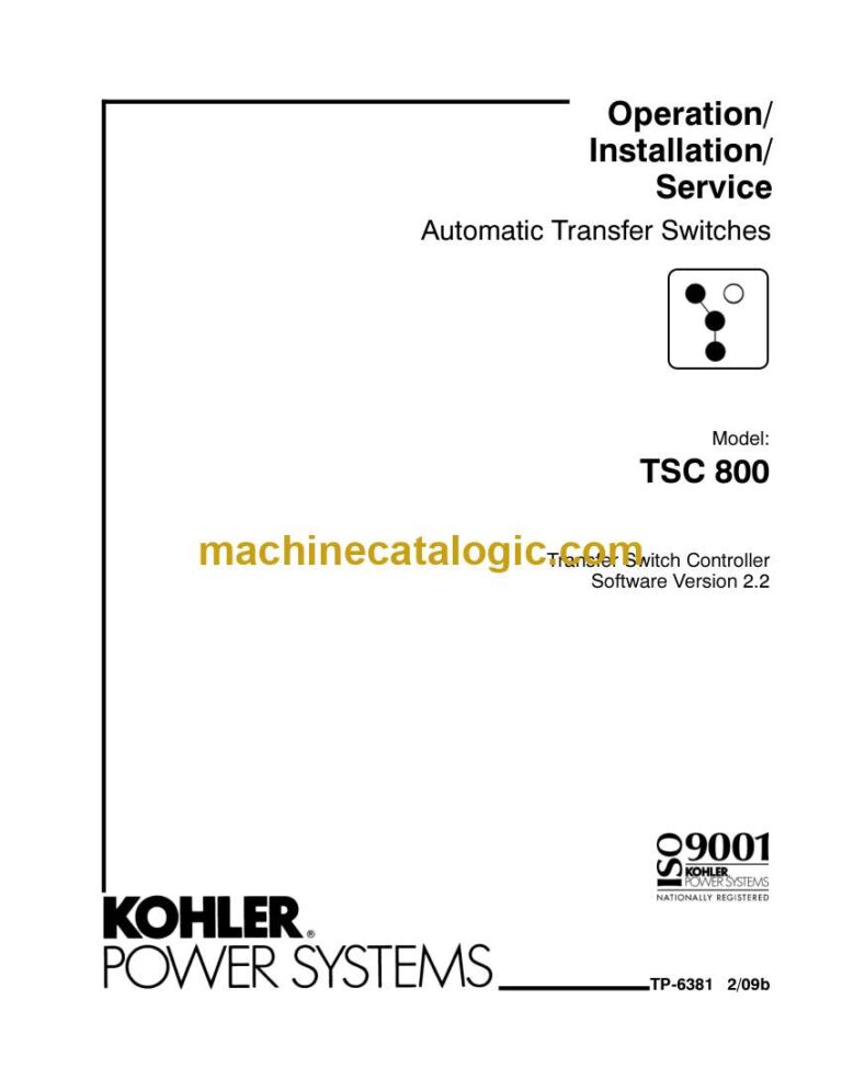 Kohler TSC 800 Automatic Transfer Switches Operation, Installation, Service Manual (tp6381)