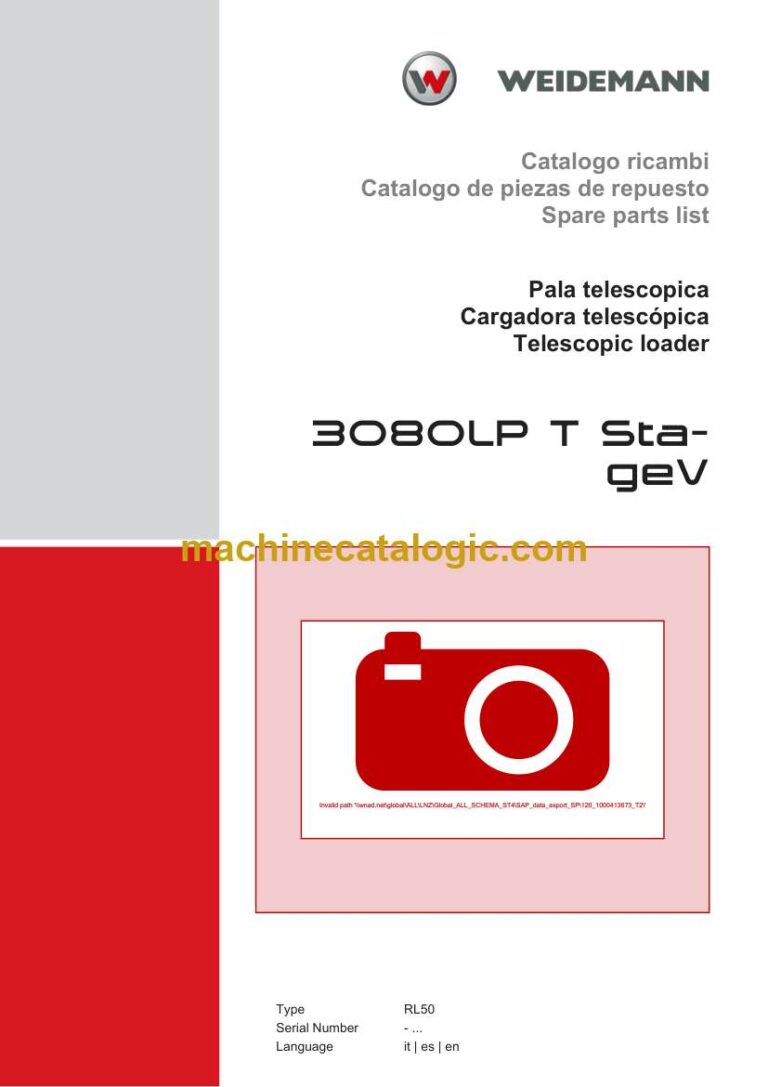 Weidemann 3080LP T StageV Telescopic Loader Spare Parts Catalog