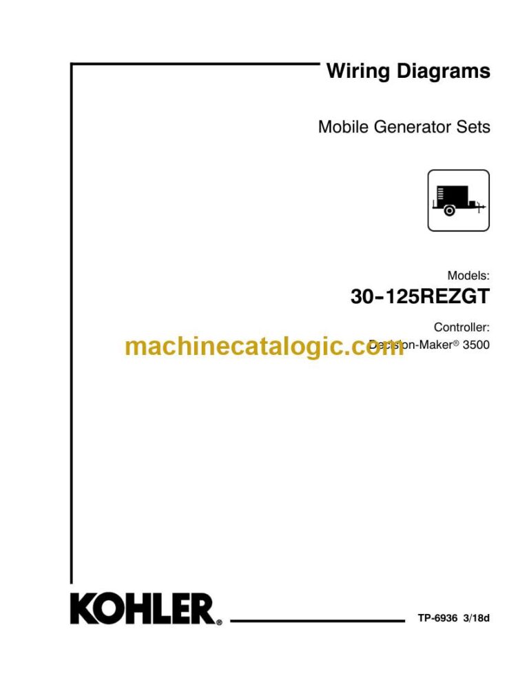 Kohler 30-125REZGT Industrial Generator Sets Wiring Diagrams (tp6936)