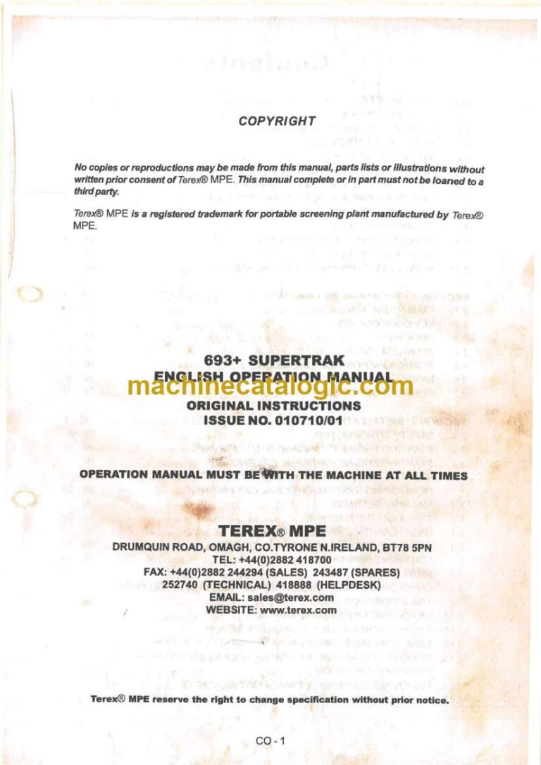 Terex 693+ Supertrak Operation Manual