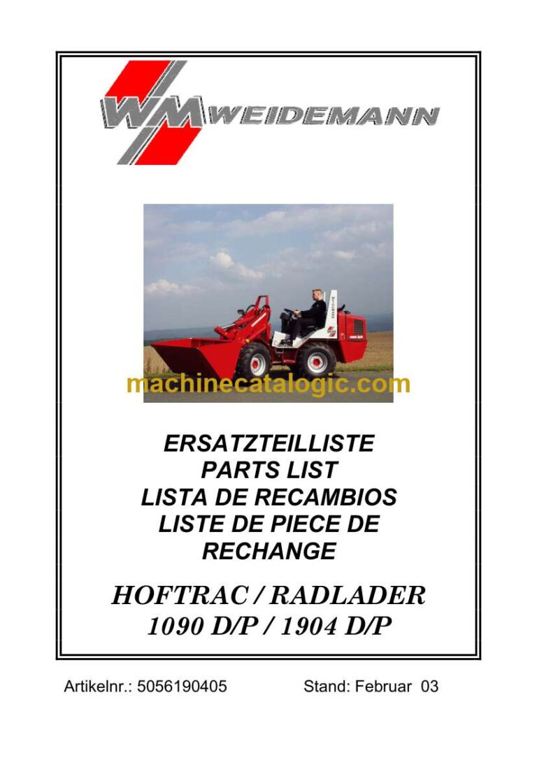 Weidemann 1090 D/P Hoftrac, 1904 D/P Radlader Parts Catalog