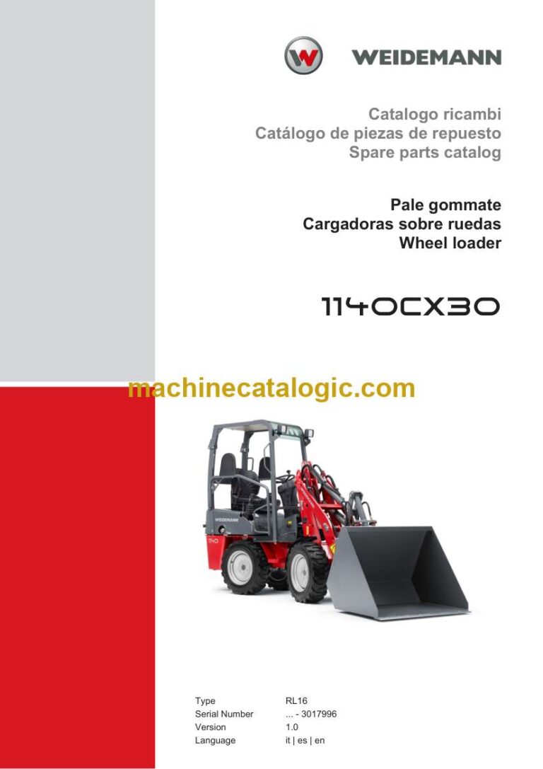 Weidemann 1140CX30 Wheel Loader Spare Parts Catalog