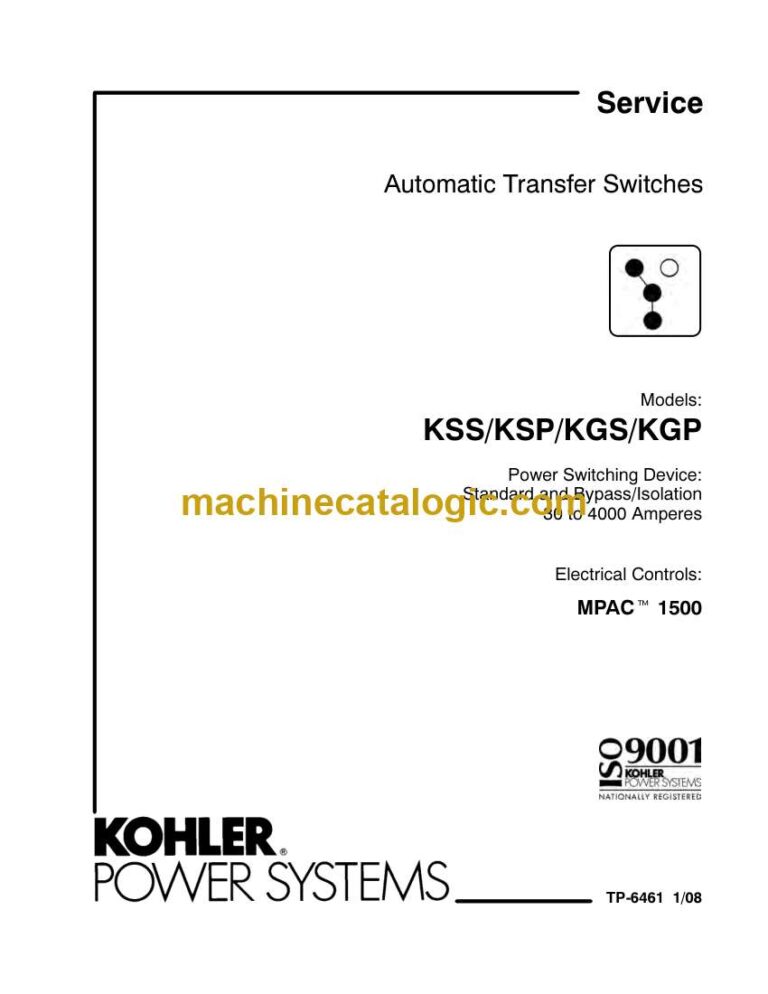 Kohler KSS, KSP, KGS, KGP Automatic Transfer Switches Service Manual (tp6461)
