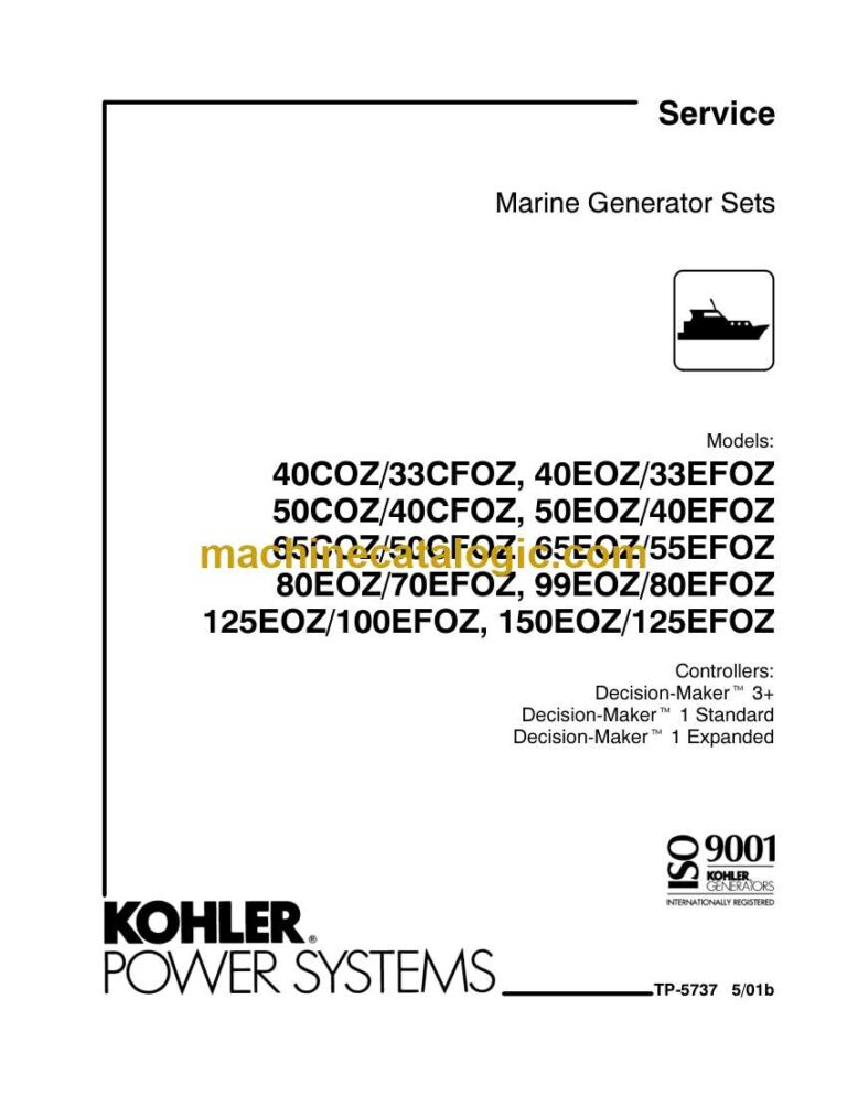 Kohler 40COZ, 33CFOZ, 40EOZ, 33EFOZ Marine Service Manual (tp5737)