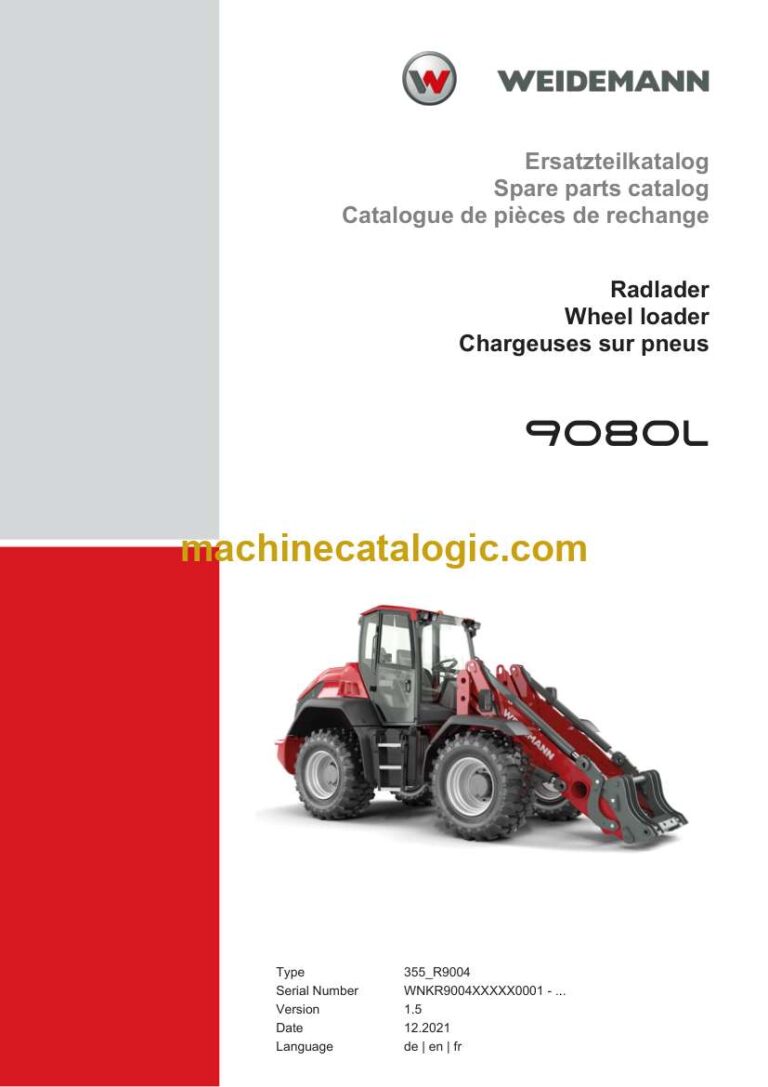 Weidemann 9080L Wheel Loader Spare Parts Catalog
