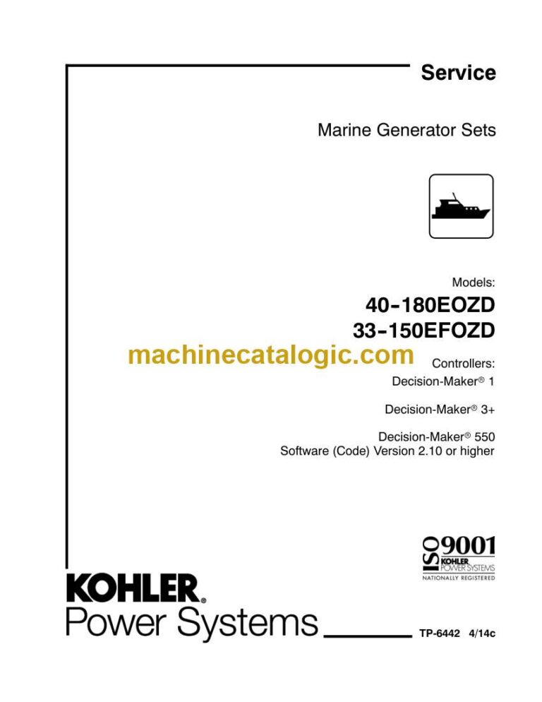 Kohler 40-180EOZD, 33-150EFOZD Marine Service Manual (tp6442)