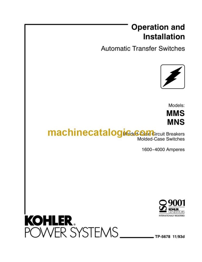 Kohler MMS, MNS Automatic Transfer Switches Operation and Installation Manual (tp5678)
