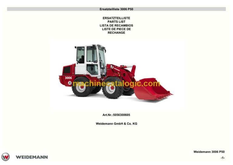 Weidemann 3006 P50 Wheel Loader Parts Catalog