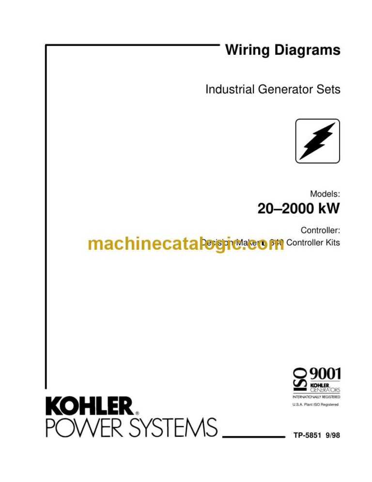Kohler 20–2000 kW Industrial Generator Sets Wiring Diagrams (tp5851)