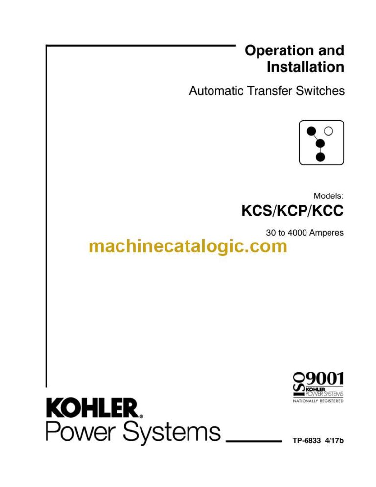 Kohler KCS, KCP, KCC Automatic Transfer Switches Operation and Installation Manual (tp6833)