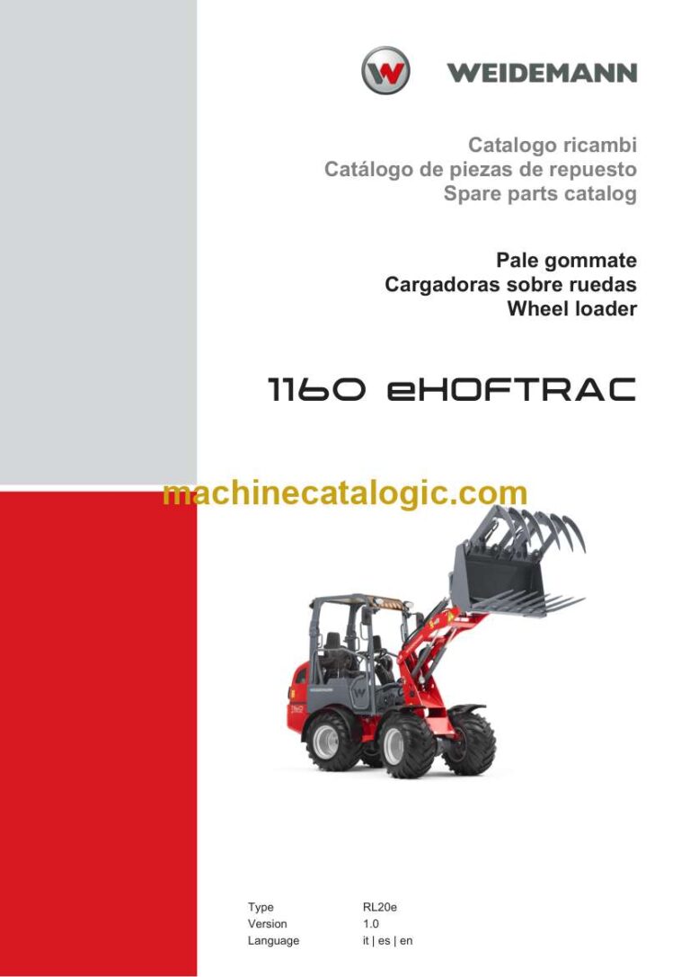 Weidemann 1160 eHOFTRAC Wheel Loader Spare Parts Catalog