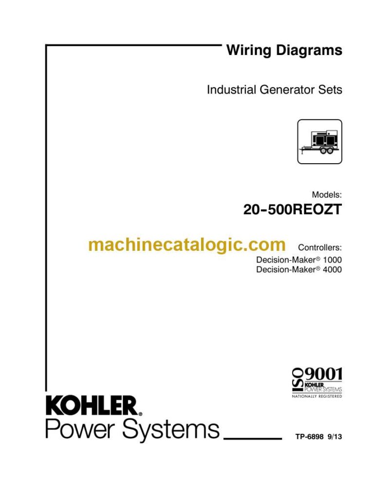 Kohler 20-500REOZT Industrial Generator Sets Wiring Diagrams (tp6898)