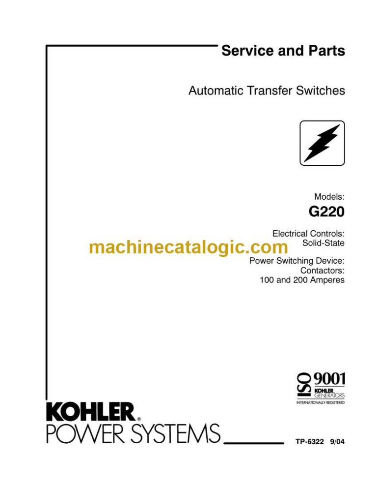Kohler G220 Automatic Transfer Switches Service and Parts Manual (tp6322)