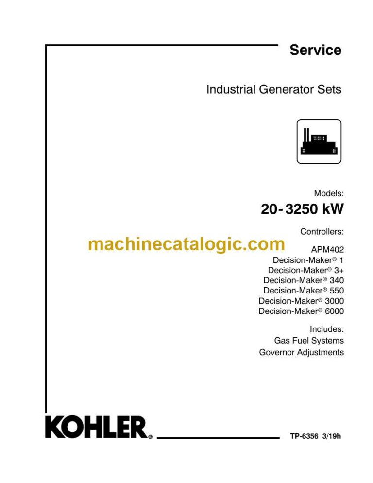 Kohler 20-3250 kW Industrial Generator Sets Service Manual (TP6356)