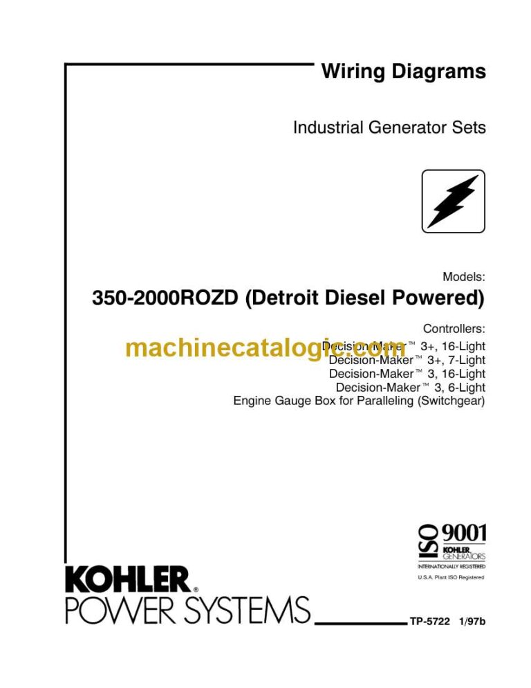 Kohler 350-2000ROZD Industrial Generator Sets Wiring Diagrams (tp5722)