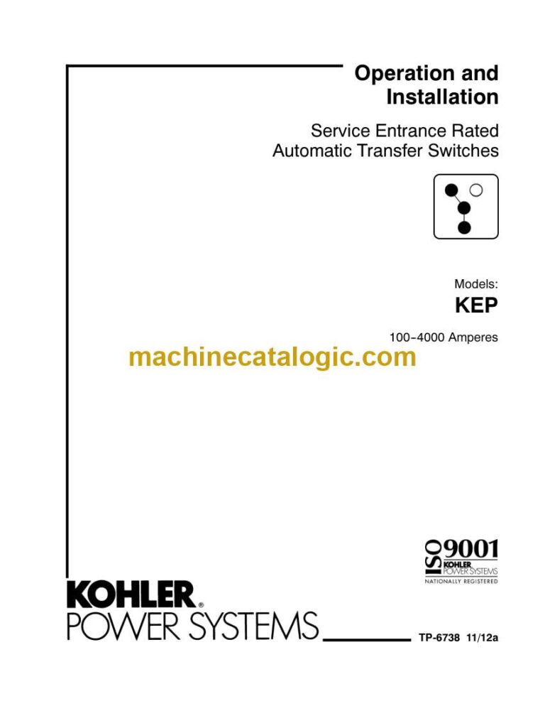 Kohler KEP Service Entrance Rated Automatic Transfer Switches Operation and Installation Manual (tp6738)