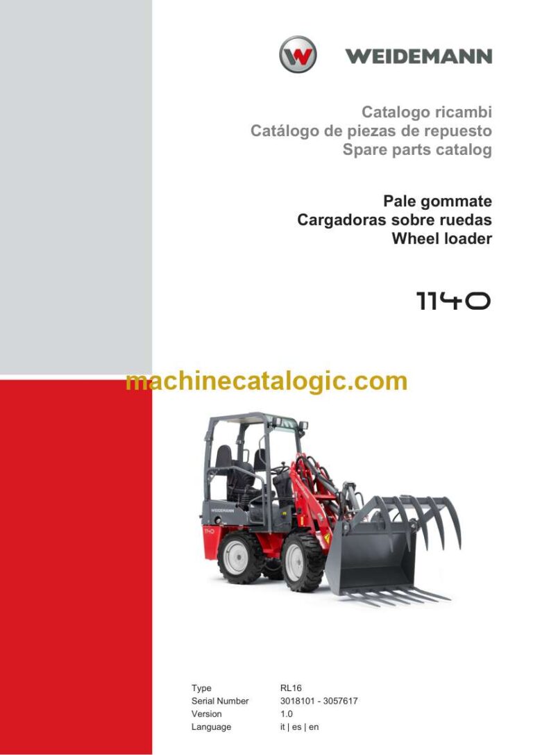 Weidemann 1140 Wheel Loader Spare Parts Catalog