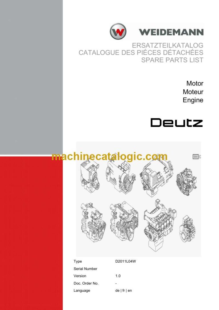 Weidemann Deutz D2011L04W Engine Spare Parts Catalog