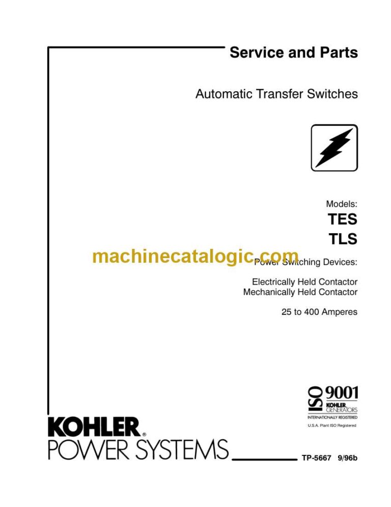Kohler TES, TLS Automatic Transfer Switches Service and Parts Manual (tp5667)
