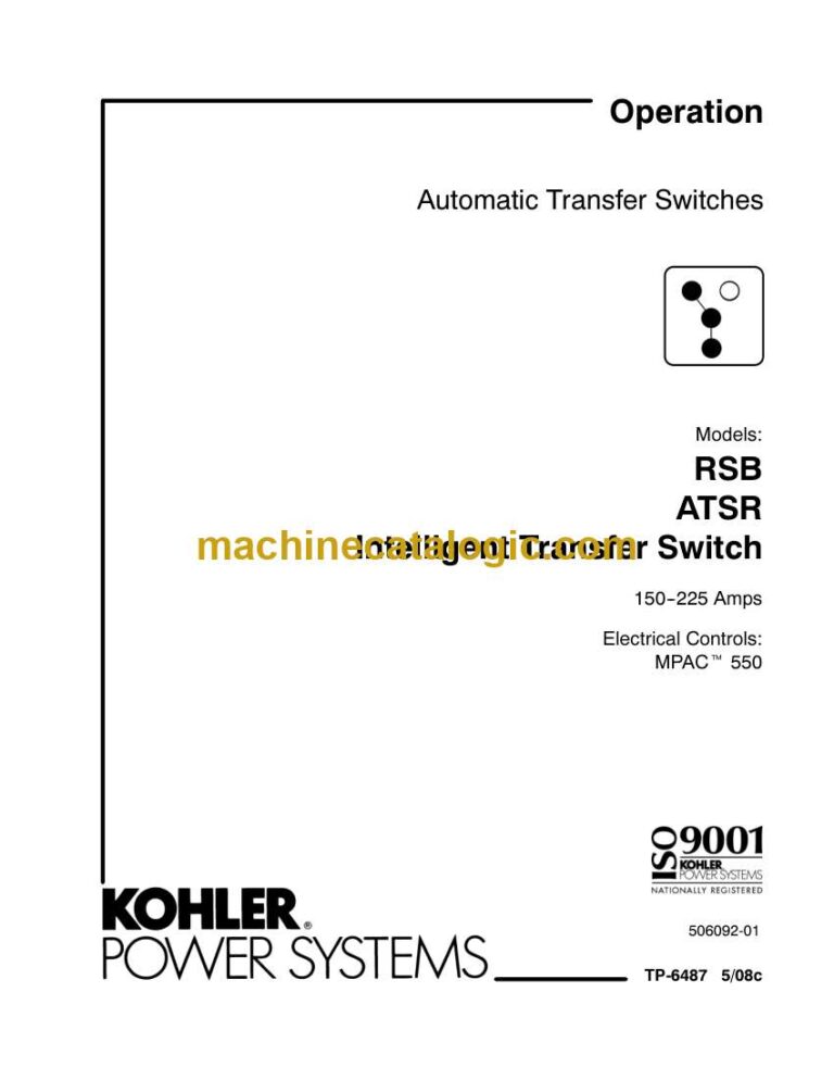 Kohler RSB ATSR Intelligent Transfer Switch Operation Manual (tp6487)