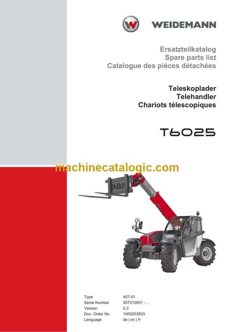Weidemann T6025 Telehandler Spare Parts Catalog
