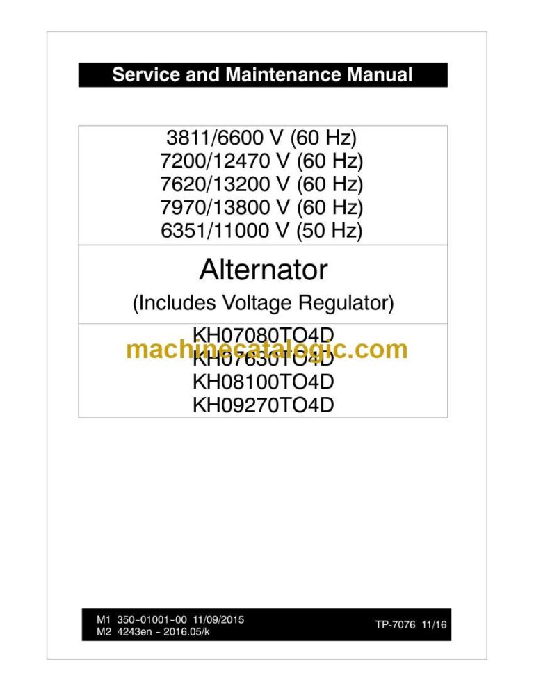 Kohler KH07080TO4D, KH07630TO4D, KH08100TO4D, KH09270TO4D Service and Maintenance Manual (tp7076)