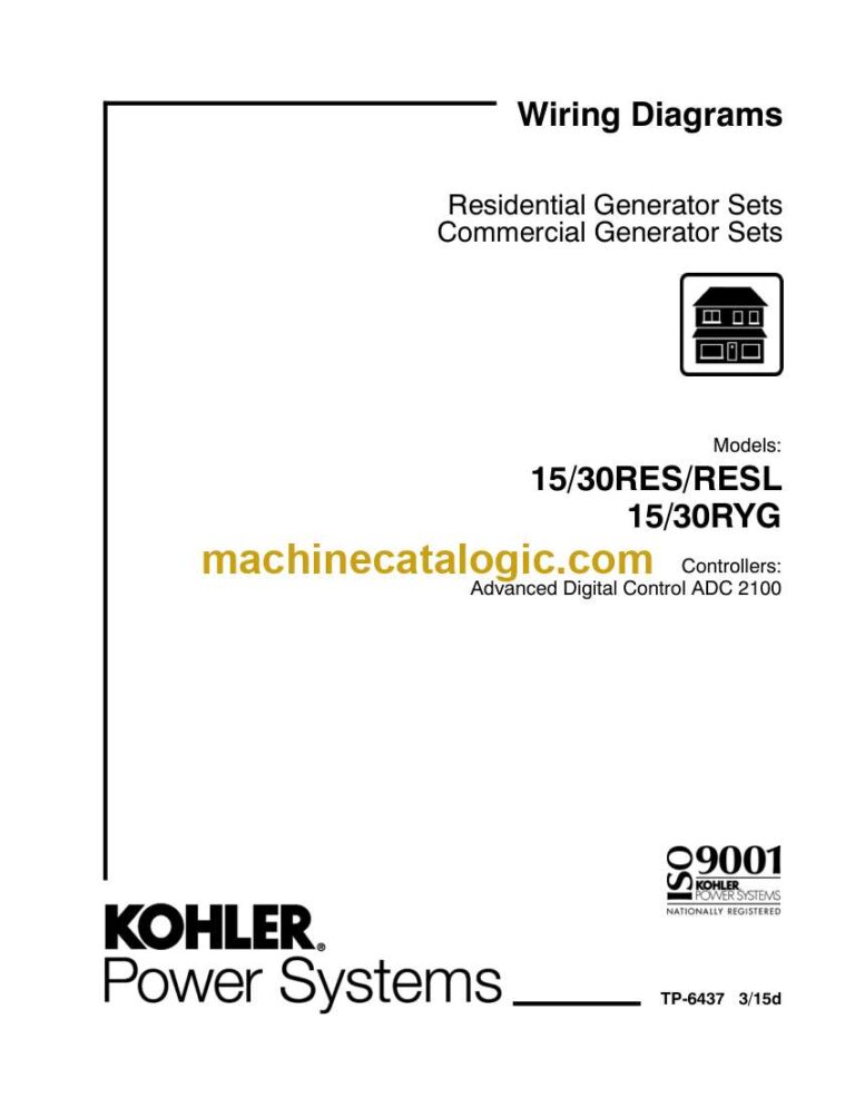 Kohler 15RES, 30RES, 15RESL, 30RESL, 15RYG, 30RYG Industrial Generator Sets Wiring Diagrams (tp6437)